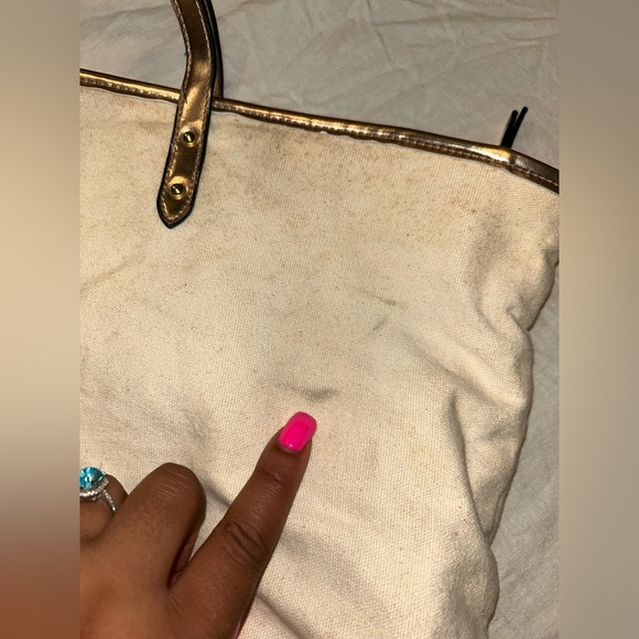 Victoria's Secret Gold and Cream Tote with Elegant Design - Picture 9 of 10